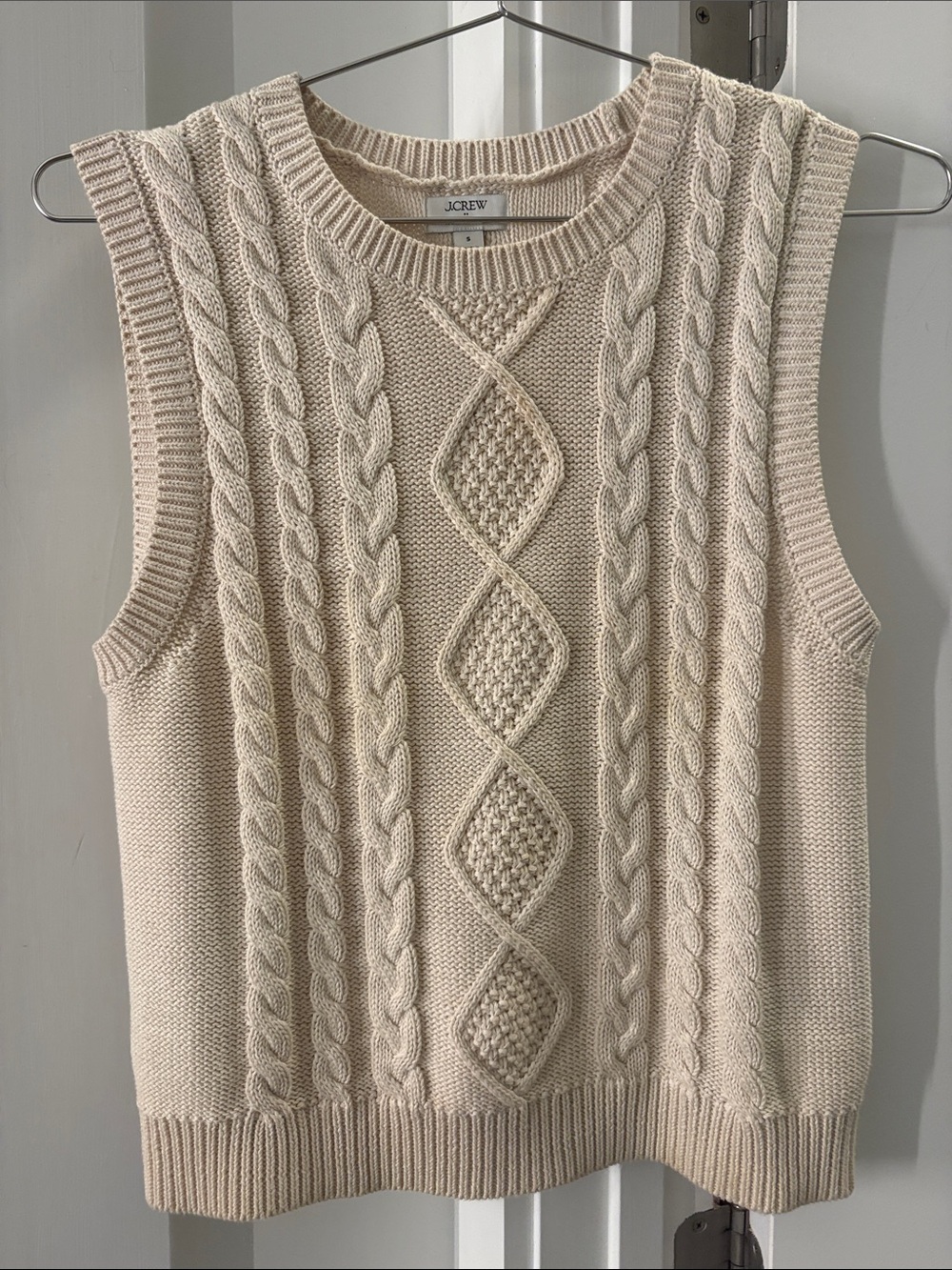 J. Crew Cream Cable-Knit Sleeveless Sweater Vest
